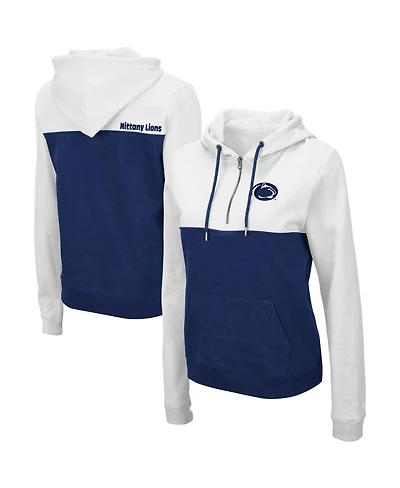 Women's Colosseum White, Navy Penn State Nittany Lions Aidan Half-Zip Hoodie