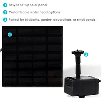 Outdoor Landscape Pond Pool Bird Bath Fountain Small Solar Powered Submersible Water Pump - 40 Gph