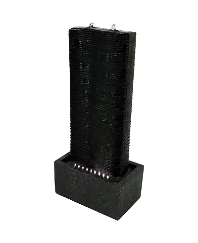 31"H Electric Polyresin Rippling Tower Column Outdoor Water Fountain with Lights