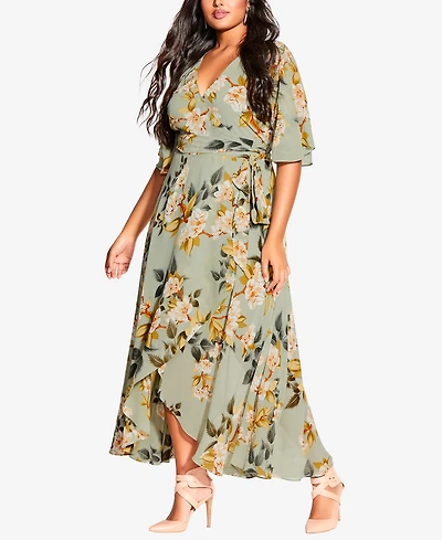 City Chic Women's Magnolia Floral V-neck Maxi Dress