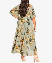City Chic Women's Magnolia Floral V-neck Maxi Dress