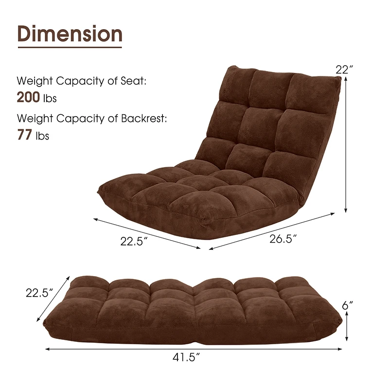 Adjustable 14-Position Floor Chair Folding Lazy Gaming Sofa Cushioned