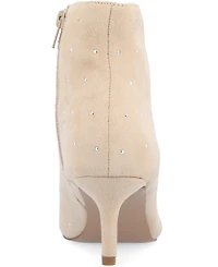 Journee Collection Women's Rossia Stud Embellished Pointed Toe Kitten Heel Dress Booties