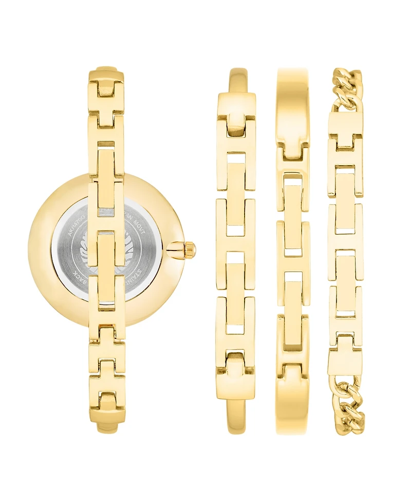 Anne Klein Women's Gold-Tone Alloy Bangle Watch 32mm and Bracelet Set
