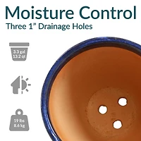 Resort Outdoor/Indoor High-Fired Glazed Uv- and Frost-Resistant Ceramic Flower Pot Planter with Drainage Holes