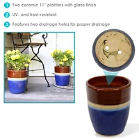 Captivating Vista 11.5-Inch Outdoor Ceramic Planters - Set of 2 - Beachcomber