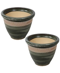 Purlieu 12-Inch Outdoor/Indoor Ceramic Planters - Set of 2 -Tempest