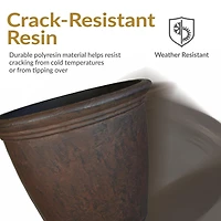 Anjelica 15.25" Double-Walled Polyresin Outdoor Planter Pot - Uv-Resistant Rust Finish - Set of 4