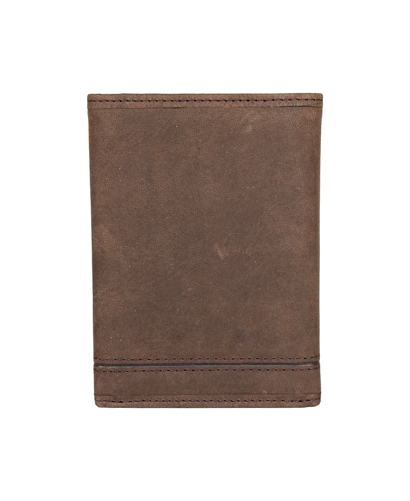 Lucky Brand Men's Grooved Leather Trifold Wallet
