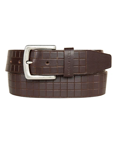 Lucky Brand Men's Grid Tooled Embossed Leather Belt