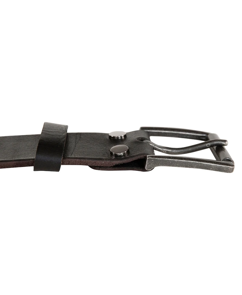 Lucky Brand Men's Leather Jean Belt with Roller Buckle and Rivets