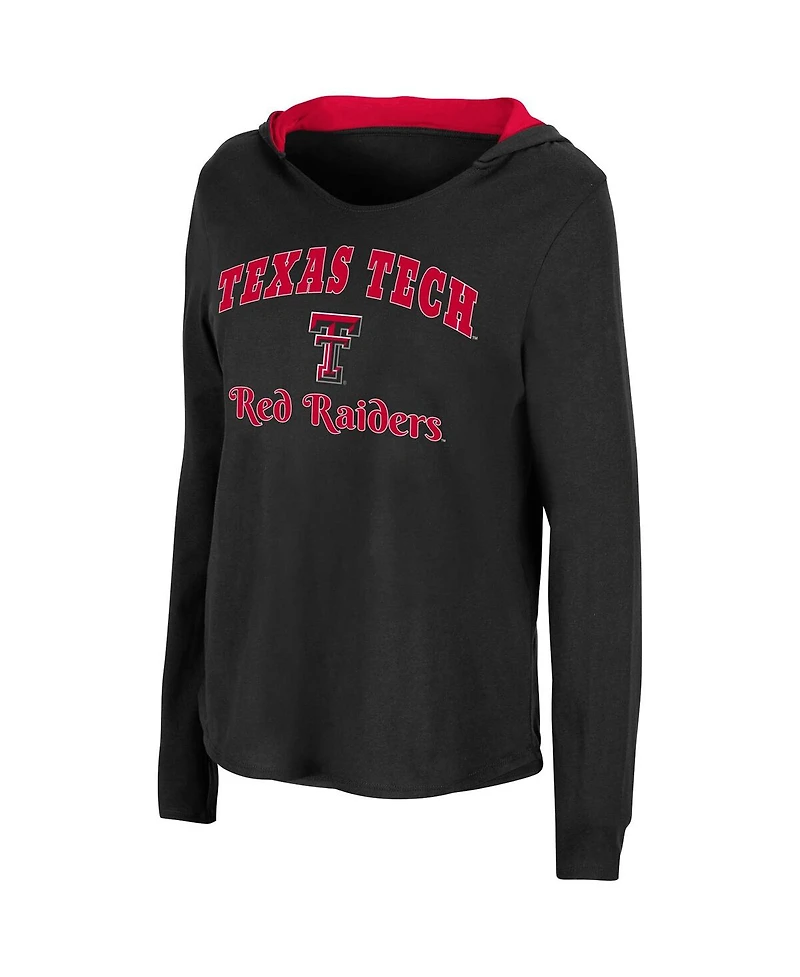 Women's Colosseum Black Texas Tech Red Raiders Catalina Hoodie Long Sleeve T-Shirt