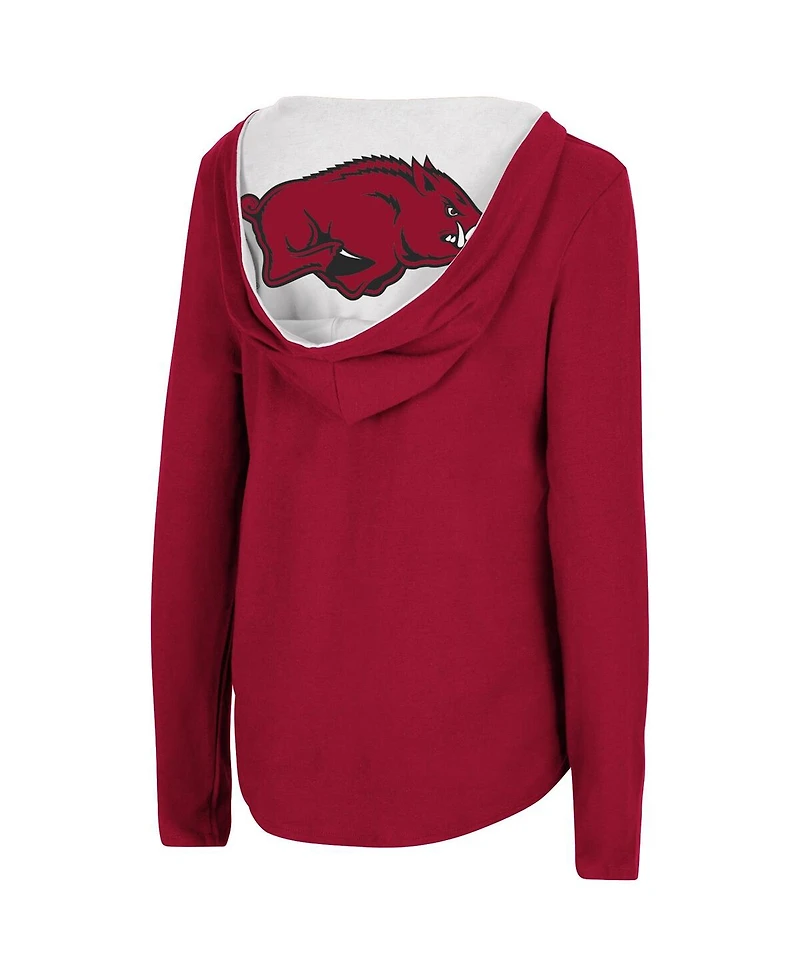 Women's Colosseum Cardinal Arkansas Razorbacks Catalina Hoodie Long Sleeve T-Shirt