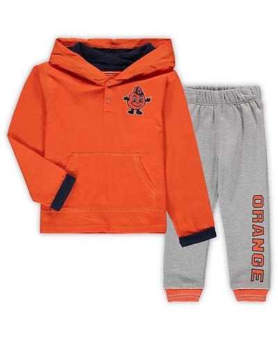 Toddler Boys Colosseum Orange, Heathered Gray Syracuse Orange Poppies Hoodie and Sweatpants Set