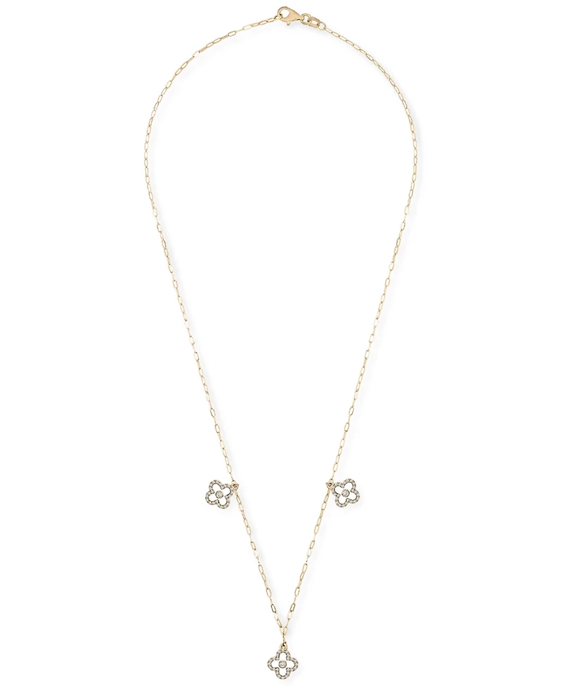 Wrapped Diamond & Enamel Quatrefoil Dangle 18" Collar Necklace (1/4 ct. t.w.) in 10k Gold, Created for Macy's