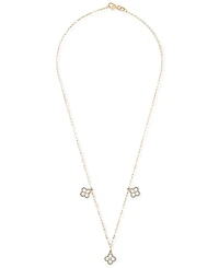 Wrapped Diamond & Enamel Quatrefoil Dangle 18" Collar Necklace (1/4 ct. t.w.) in 10k Gold, Created for Macy's