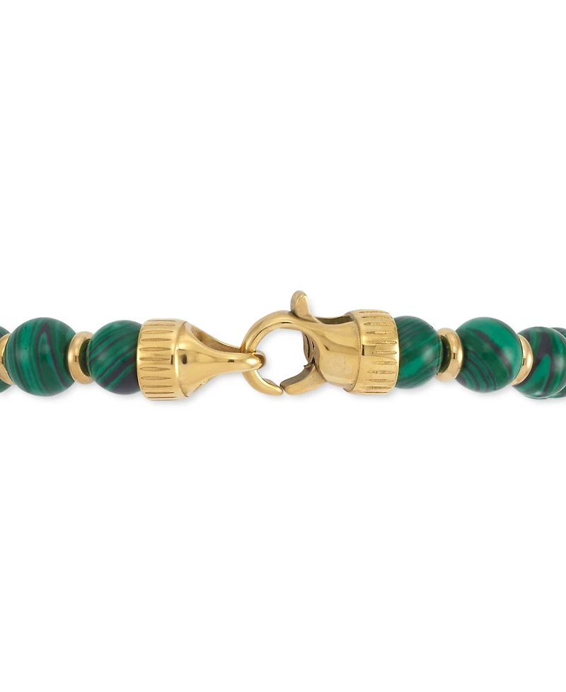 Legacy for Men by Simone I. Smith Malachite Bead Stretch Bracelet in Gold-Tone Ion-Plated Stainless Steel