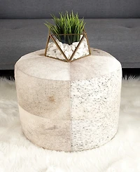 Rosemary Lane Leather Handmade Stool with Patchwork Pattern, 16" x