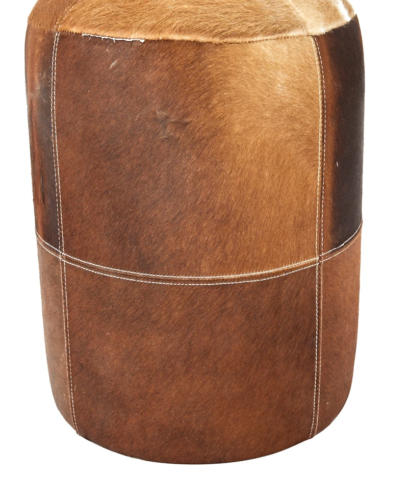 Rosemary Lane Leather Handmade Stool with Patchwork Pattern, 16" x