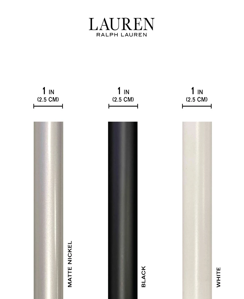 Lauren Ralph Lauren Welford 1" Adjustable Window Curtain Rod and Finial 22 Piece Set, 36"-72"