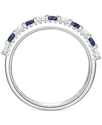Lab-Grown Emerald (1/3 ct. t.w.) & Lab-Grown White Sapphire (5/8 ct. t.w.) Stack Band in Sterling Silver (Also in Lab-Grown Ruby & Lab-Grown Sapphire)