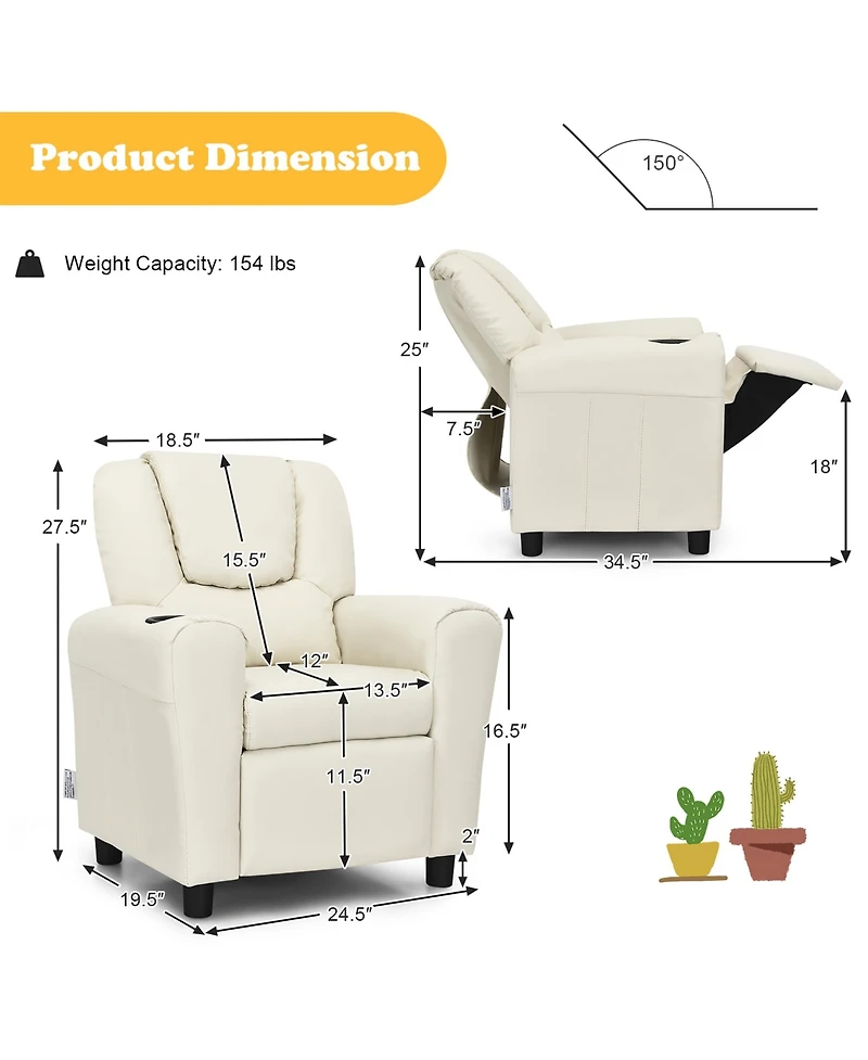 Kids Recliner Armchair Children's Furniture Sofa Couch Chair