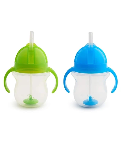Munchkin Toddler Click Lock Weighted Straw Cup, 7 Ounce, Blue/Green, Pack of 2