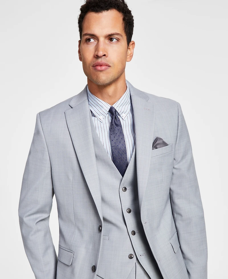 Bar Iii Men's Slim-Fit Wool Sharkskin Suit Jacket, Created for Macy's