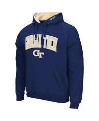 Men's Colosseum Navy Georgia Tech Yellow Jackets Arch and Logo Pullover Hoodie