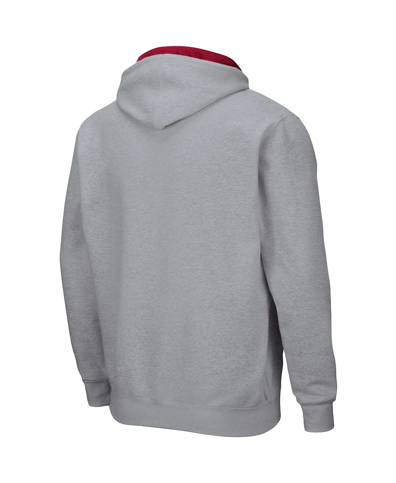 Men's Colosseum Heathered Gray Stanford Cardinal Arch and Logo 3.0 Full-Zip Hoodie