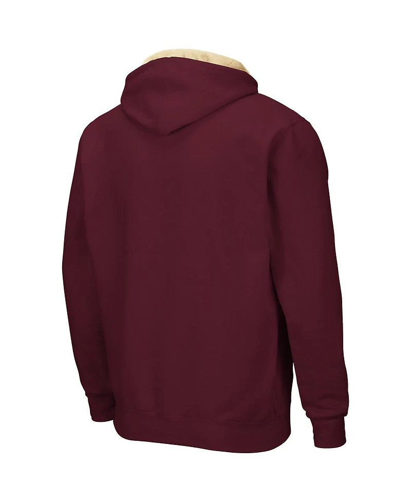 Men's Colosseum Maroon Texas State Bobcats Arch and Logo 3.0 Full-Zip Hoodie