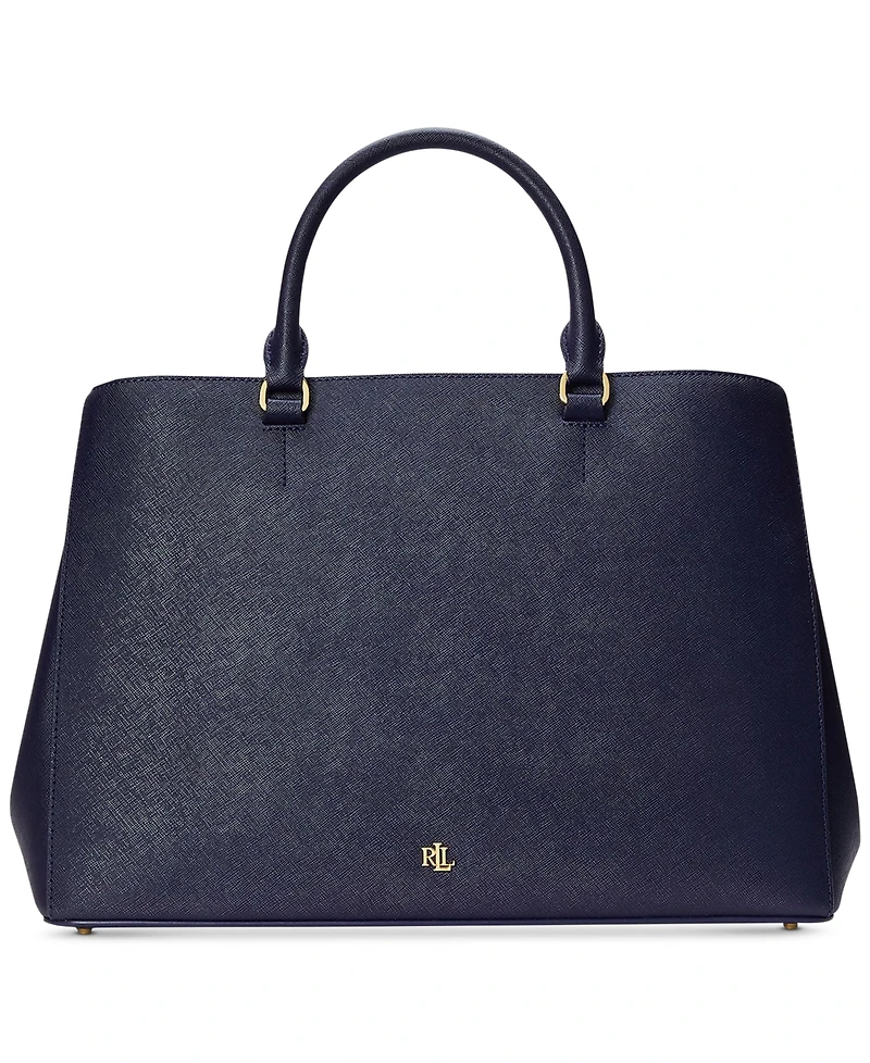 Lauren Ralph Crosshatch Leather Large Hanna Satchel