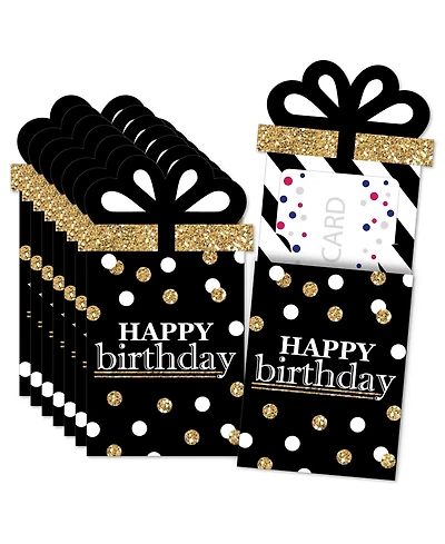 Adult Happy Birthday - Gold - Money & Nifty Gifty Card Holders - Set of 8