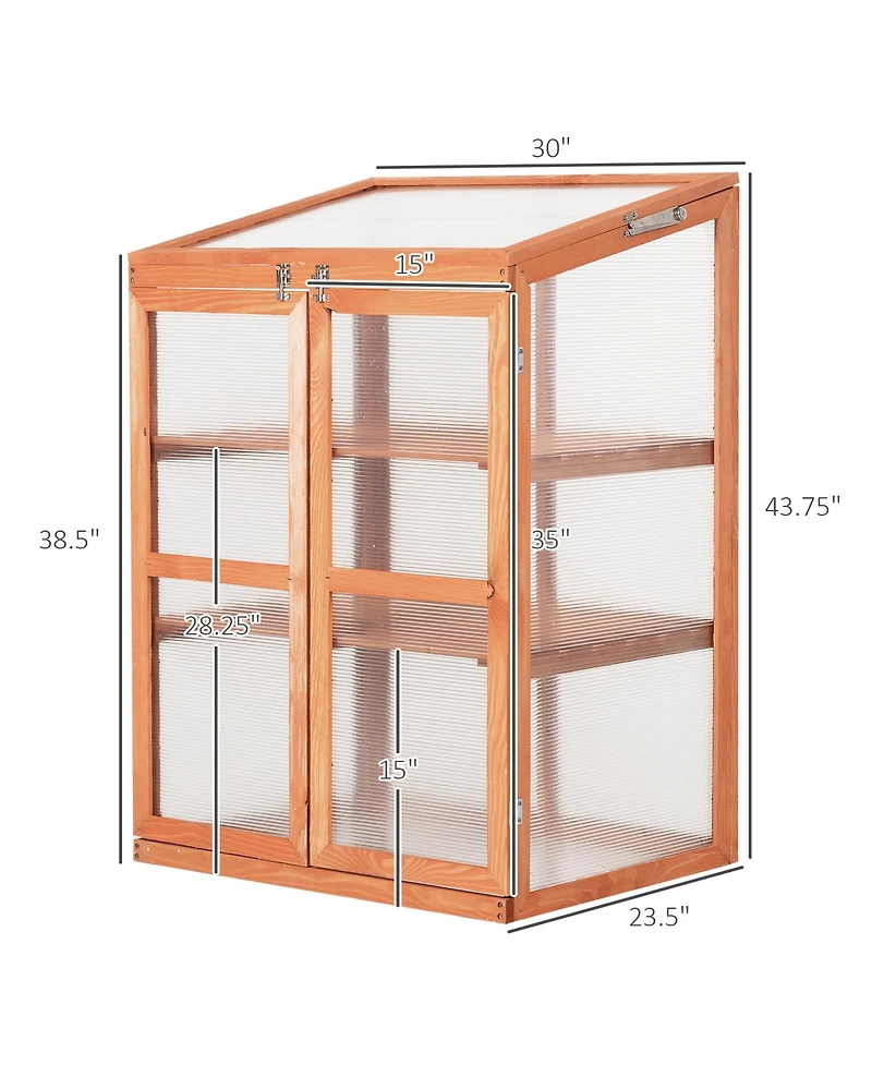 Wooden Cold Frame Greenhouse Planter Box, Herb, Vegetable Gardening