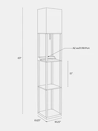 Maxwell 63" Led Shelf Lamp with Usb Port and Power Outlet