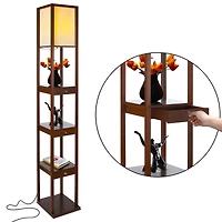 Maxwell Drawer 72" Led Shelf Floor Lamp with Lantern Shade