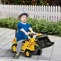 Homcom Kids Ride on Tractor with Storage, Excavator Scooter Gift for Kids