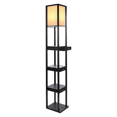 Maxwell Drawer 72" Led Shelf Floor Lamp with Lantern Shade