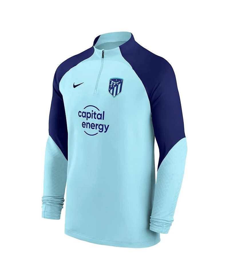 Men's Nike Light Blue Atletico de Madrid Strike Drill Performance Raglan Quarter-Zip Long Sleeve Top