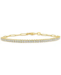 2-Pc. Diamond & Paperclip Link Bracelets (1/4 ct. t.w.) in 14k Gold-Plated Sterling Silver