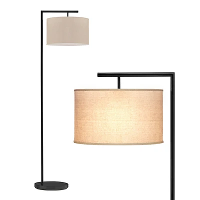 Brightech Montage Modern 60" Led Arc Floor Lamp with Fabric Drum Shade, Smart Plug Compatible, Bulb Included