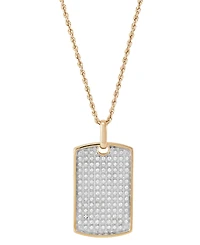 Grown With Love Men's Lab Grown Diamond Pave Dog Tag 22" Pendant Necklace (1 ct. t.w.) in 10k Gold