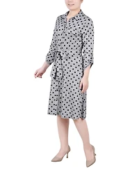Ny Collection Petite 3/4 Sleeve Roll Tab Shirtdress