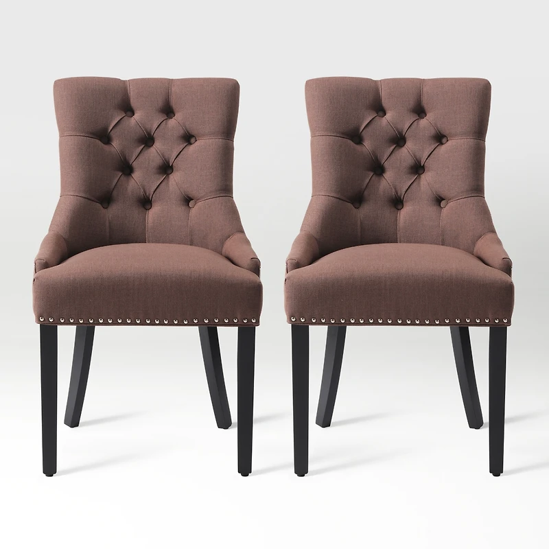 WestinTrends Upholstered Wingback Button Tufted Dining Chair Set of 2