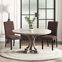 WestinTrends Upholstered Linen Fabric Dining Chair Set of 2