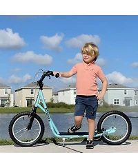 Aosom Kids Scooter Height Adjustable Inflatable Tires Ride On Toy For 5+