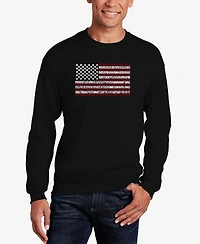 La Pop Art Men's 50 States Usa Flag Word Crew Neck Sweatshirt