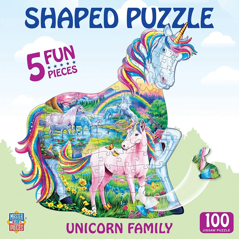 Masterpieces Unicorn Family - 100 Piece Shaped Jigsaw Puzzle