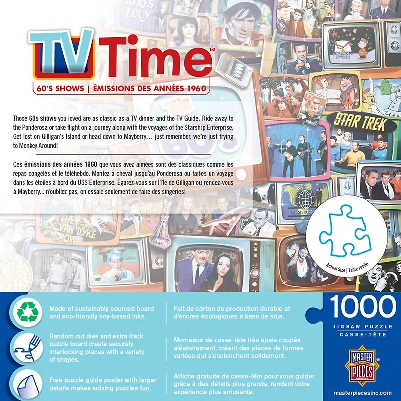MasterPieces Tv Time - 60's Shows 1000 Piece Jigsaw Puzzle for Adults