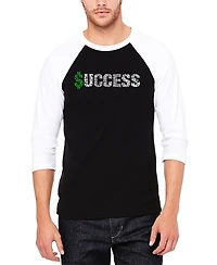 La Pop Art Men's Raglan Baseball 3/4 Sleeve Success Word T-shirt